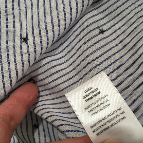 Rails Taylor Flocked moon and star Striped Collared Button up Blue White Xs - Picture 7 of 10
